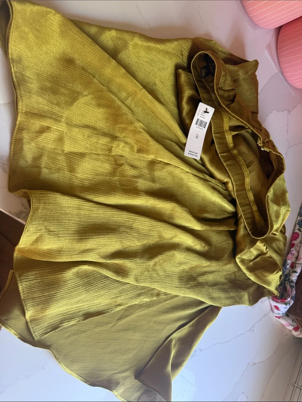 Anthropology skirt with tags M - L Olive Green Satin-Like Wrap Top